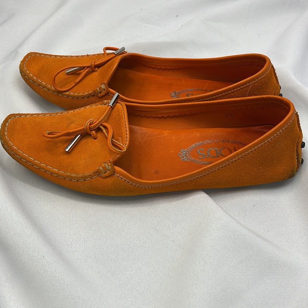Sz7.5 TOD’S loafers orange leather - Picture 3 of 12